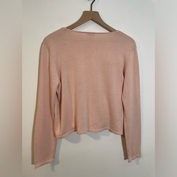 NWT J Jill Cardigan Sweater Blush Pink 80% Silk 20% Cotton Blend Tie Front Med - Picture 5 of 11